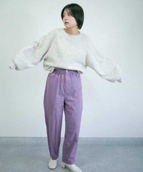 spoon store（スプーンストア）の「ミックスループヤーンドルマンニット（ニット/セーター・レディース・グリーン/アイボリー・フリー）」の5枚目の写真