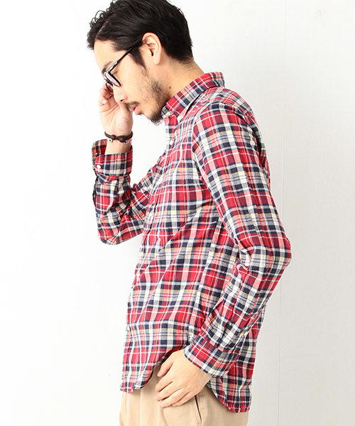 BEAMS PLUS（ビームスプラス）の「BEAMS PLUS / マドラスチェック BDシャツ（シャツ/ブラウス・メンズ・ピンク/ネイビー/レッド・X-SMALL/SMALL/XX-LARGE/MEDIUM/LARGE/X-LARGE）」の14枚目の写真