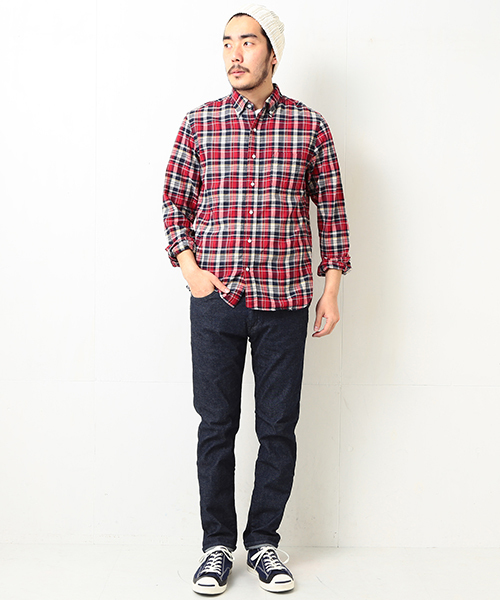 BEAMS PLUS（ビームスプラス）の「BEAMS PLUS / マドラスチェック BDシャツ（シャツ/ブラウス・メンズ・ピンク/ネイビー/レッド・X-SMALL/SMALL/XX-LARGE/MEDIUM/LARGE/X-LARGE）」の5枚目の写真