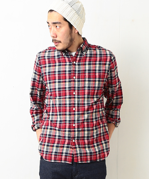 BEAMS PLUS（ビームスプラス）の「BEAMS PLUS / マドラスチェック BDシャツ（シャツ/ブラウス・メンズ・ピンク/ネイビー/レッド・X-SMALL/SMALL/XX-LARGE/MEDIUM/LARGE/X-LARGE）」の7枚目の写真