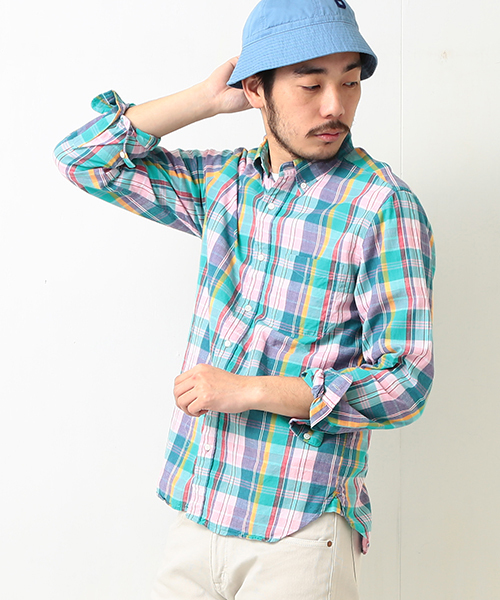 BEAMS PLUS（ビームスプラス）の「BEAMS PLUS / マドラスチェック BDシャツ（シャツ/ブラウス・メンズ・ピンク/ネイビー/レッド・X-SMALL/SMALL/XX-LARGE/MEDIUM/LARGE/X-LARGE）」の8枚目の写真