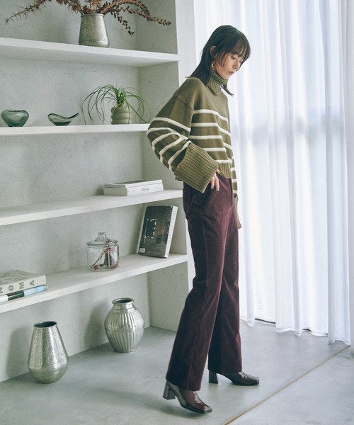 MATURED(マチュアード)の「【MATURED/マチュアード】ボーダータートルニット(ニット/セーター・レディース・ブラック/カーキ・FREE)」の13枚目の写真