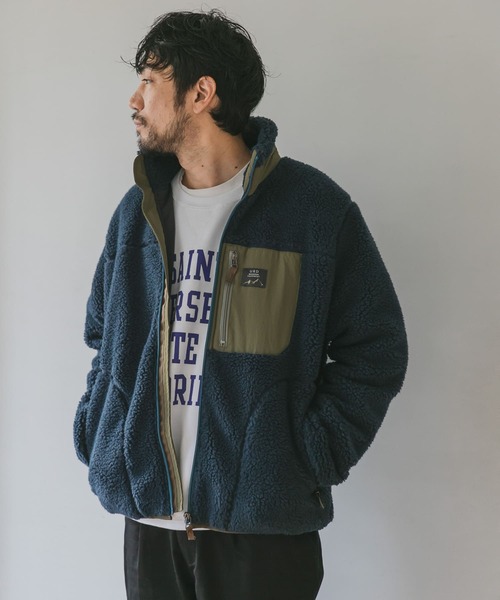 URBAN RESEARCH DOORS（アーバンリサーチドアーズ）の「『XLサイズ/WEB限定』防風ボアジップブルゾン（ブルゾン・メンズ・ブラック/アイボリー/ブルー系その他・LARGE/X-LARGE/MEDIUM）」の12枚目の写真