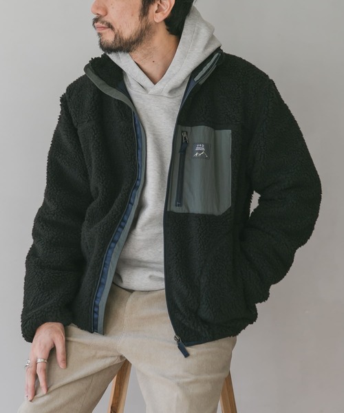 URBAN RESEARCH DOORS（アーバンリサーチドアーズ）の「『XLサイズ/WEB限定』防風ボアジップブルゾン（ブルゾン・メンズ・ブラック/アイボリー/ブルー系その他・LARGE/X-LARGE/MEDIUM）」の18枚目の写真