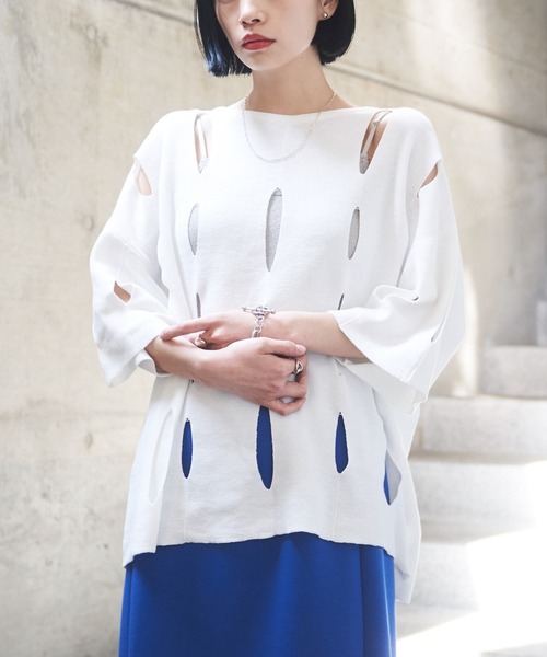 VACANCY(ヴァカンシー)の「グレーターホールオーバーニット(ニット/セーター・レディース・ホワイト/ブラック/ピンク/ブルー/ライトグリーン・FREE)」の2枚目の写真