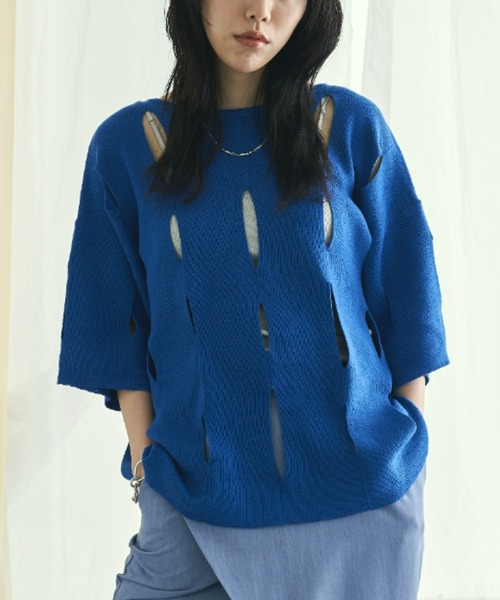 VACANCY(ヴァカンシー)の「グレーターホールオーバーニット(ニット/セーター・レディース・ホワイト/ブラック/ピンク/ブルー/ライトグリーン・FREE)」の5枚目の写真