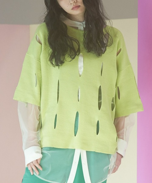 VACANCY(ヴァカンシー)の「グレーターホールオーバーニット(ニット/セーター・レディース・ホワイト/ブラック/ピンク/ブルー/ライトグリーン・FREE)」の4枚目の写真