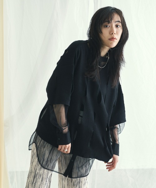 VACANCY(ヴァカンシー)の「グレーターホールオーバーニット(ニット/セーター・レディース・ホワイト/ブラック/ピンク/ブルー/ライトグリーン・FREE)」の13枚目の写真