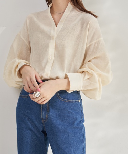 VANNIE U（ヴァニーユー）の「マルチバックシアーシャツ/バックボタンアレンジでマルチWAYに（シャツ/ブラウス・レディース・ピンク/アイボリー/ライトブルー・FREE）」の11枚目の写真