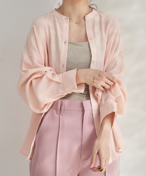 VANNIE U（ヴァニーユー）の「マルチバックシアーシャツ/バックボタンアレンジでマルチWAYに（シャツ/ブラウス・レディース・ピンク/アイボリー/ライトブルー・FREE）」の9枚目の写真