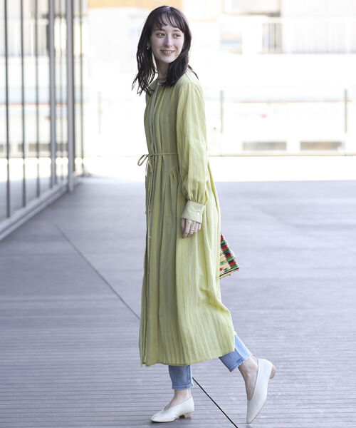 Ray BEAMS（レイビームス）の「Ray BEAMS / ストライプ サイド ギャザー ワンピース（ワンピース・レディース・ブラック/グリーン系その他2・ONE SIZE）」の5枚目の写真