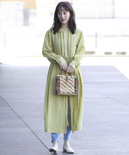 Ray BEAMS（レイビームス）の「Ray BEAMS / ストライプ サイド ギャザー ワンピース（ワンピース・レディース・ブラック/グリーン系その他2・ONE SIZE）」の8枚目の写真