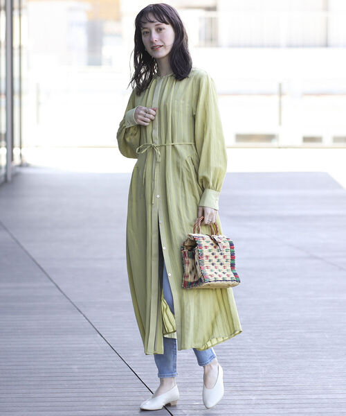 Ray BEAMS（レイビームス）の「Ray BEAMS / ストライプ サイド ギャザー ワンピース（ワンピース・レディース・ブラック/グリーン系その他2・ONE SIZE）」の9枚目の写真