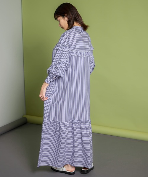 ★Binary01★ カーリーブストライプワンピース SLY | FRONT ZIP STITCH ショートワンピース (ワンピース(ミニ