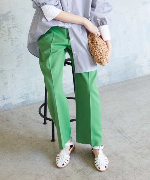 SLOBE IENA(スローブイエナ)の「カラーストレートパンツ◆(スラックス・レディース・グリーン/ネイビー/ピンク・34/36/38)」の2枚目の写真