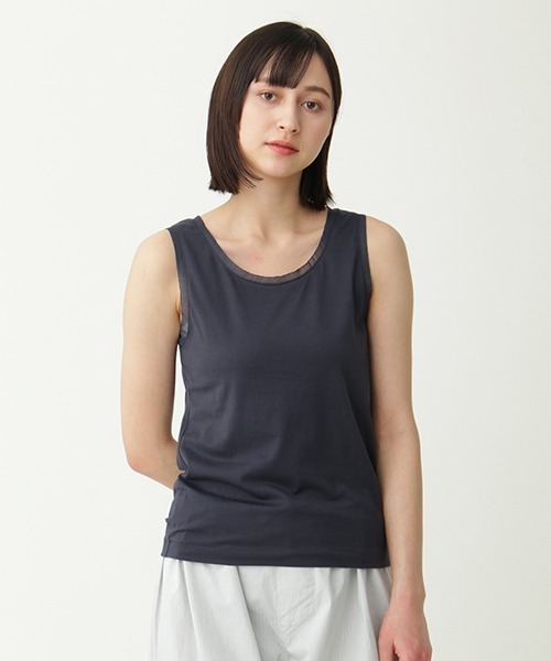 MARGARET HOWELL（マーガレットハウエル）の「SUPERFINE COTTON JERSEY（タンクトップ・レディース・ライトグレー/ダークグレー・FREE）」の2枚目の写真