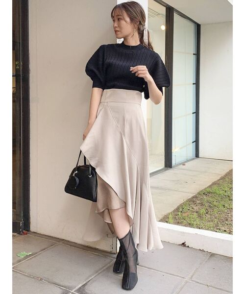 dazzlin(ダズリン)の「スカーフ付ランダムリブニット(ニット/セーター・レディース・アイボリー/ブラック/グリーン/ブルー・FREE)」の15枚目の写真