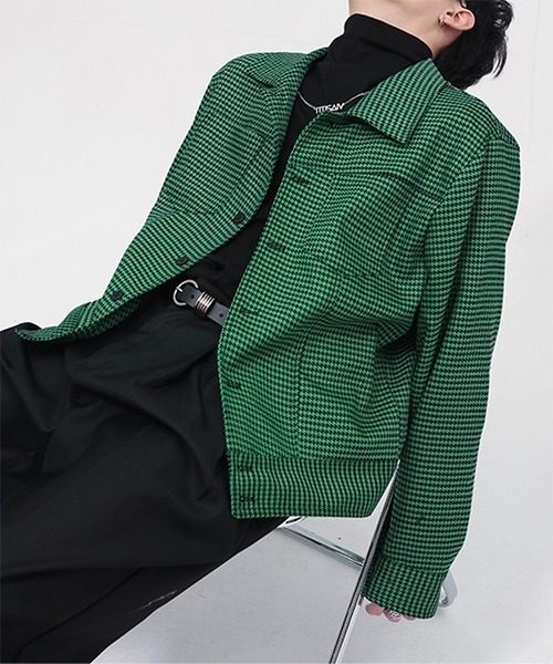 WESTBOY（ウエストボーイ）の「【WB ORIGINALS】Drop Shoulder Check Jacket WO22S1OT02（ブルゾン・メンズ・グリーン/ブラック・M/L/XL）」の7枚目の写真