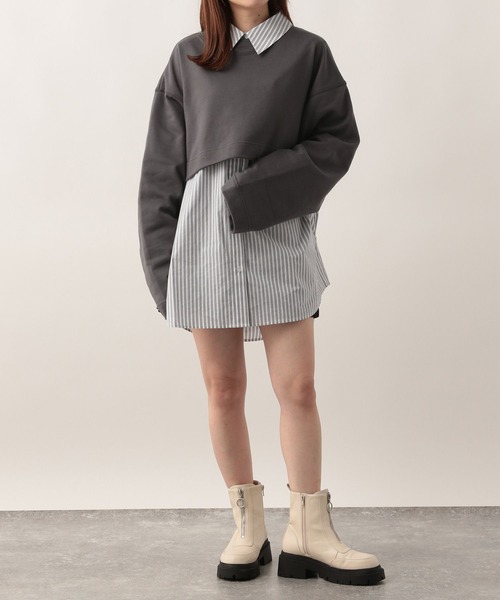 Heather（ヘザー）の「ショート丈スウェット　272275（スウェット・レディース・チャコールグレー/ライトグレー/ブルー・FREE）」の10枚目の写真