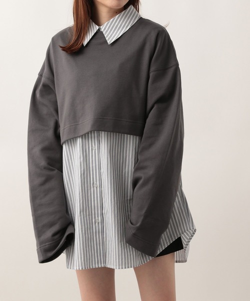 Heather（ヘザー）の「ショート丈スウェット　272275（スウェット・レディース・チャコールグレー/ライトグレー/ブルー・FREE）」の4枚目の写真