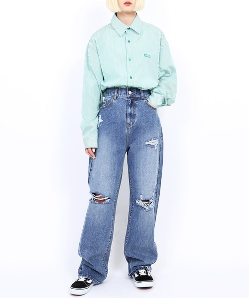 EXIEEE（イグジー）の「ダメージデニムパンツ（デニムパンツ・レディース・ブラック/ブルー・X-LARGE/SMALL/MEDIUM/LARGE）」の9枚目の写真