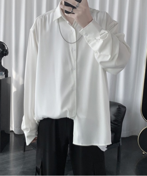 NEW GENTLEMAN(ニュージェントルマン)の「トロミ オーバーサイズシャツ(シャツ/ブラウス・メンズ・ホワイト/ブラック/グレー・M/L)」の7枚目の写真