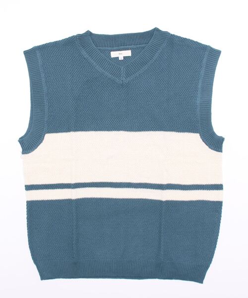 JUGLANS(ユグランス)の「【Revo.】コットンアクリルパネルボーダーニットベスト/メンズ(ベスト・メンズ・ホワイト/ネイビー/ブルー・M/L)」の3枚目の写真