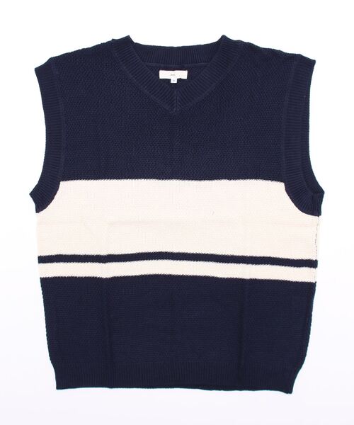 JUGLANS(ユグランス)の「【Revo.】コットンアクリルパネルボーダーニットベスト/メンズ(ベスト・メンズ・ホワイト/ネイビー/ブルー・M/L)」の13枚目の写真