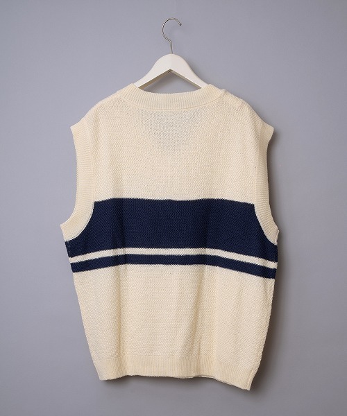 JUGLANS(ユグランス)の「【Revo.】コットンアクリルパネルボーダーニットベスト/メンズ(ベスト・メンズ・ホワイト/ネイビー/ブルー・M/L)」の8枚目の写真