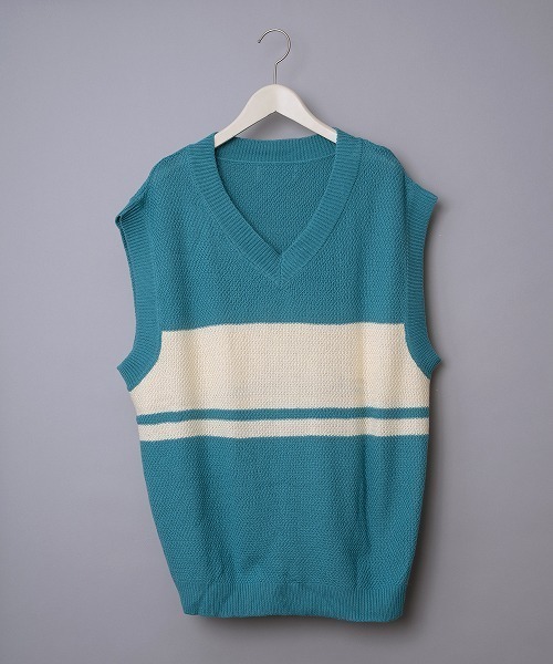 JUGLANS(ユグランス)の「【Revo.】コットンアクリルパネルボーダーニットベスト/メンズ(ベスト・メンズ・ホワイト/ネイビー/ブルー・M/L)」の9枚目の写真