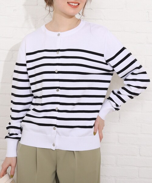 SHOO・LA・RUE(シューラルー)の「◆クリアコットンクルーカーディガン(カーディガン/ボレロ・レディース・オフホワイト/グリーン/ホワイト系5/レッド系1/ブラック/ブルー・04/03/02)」の11枚目の写真