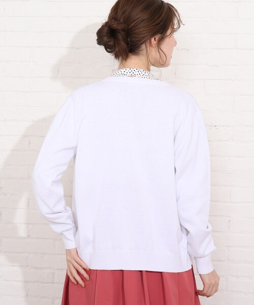 SHOO・LA・RUE(シューラルー)の「◆クリアコットンクルーカーディガン(カーディガン/ボレロ・レディース・オフホワイト/グリーン/ホワイト系5/レッド系1/ブラック/ブルー・04/03/02)」の16枚目の写真