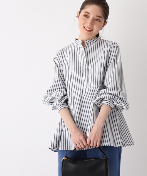 OPAQUE.CLIP（オペークドットクリップ）の「◆【SHIRT OPAQUE．CLIP】ペプラムキリカエブラウス（シャツ/ブラウス・レディース・グリーン系その他4/ライトブルー/ホワイト系/ブラック系2・38/42/40）」の3枚目の写真