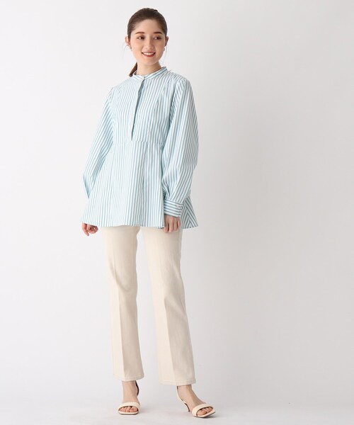 OPAQUE.CLIP（オペークドットクリップ）の「◆【SHIRT OPAQUE．CLIP】ペプラムキリカエブラウス（シャツ/ブラウス・レディース・グリーン系その他4/ライトブルー/ホワイト系/ブラック系2・38/42/40）」の16枚目の写真