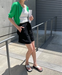 Meli rich | コットンリネンウエストギャザーハーフパンツ(その他パンツ)