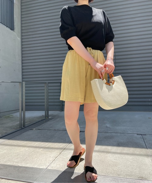 Meli rich(メリーリッチ)の「コットンリネンウエストギャザーハーフパンツ(その他パンツ・レディース・ホワイト/ブラック/ナチュラル/イエロー・FREE)」の16枚目の写真