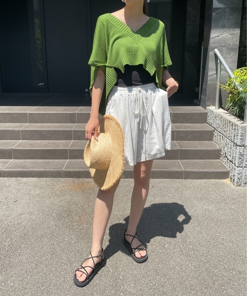 Meli rich(メリーリッチ)の「コットンリネンウエストギャザーハーフパンツ(その他パンツ・レディース・ホワイト/ブラック/ナチュラル/イエロー・FREE)」の17枚目の写真