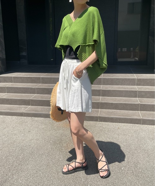 Meli rich(メリーリッチ)の「コットンリネンウエストギャザーハーフパンツ(その他パンツ・レディース・ホワイト/ブラック/ナチュラル/イエロー・FREE)」の22枚目の写真