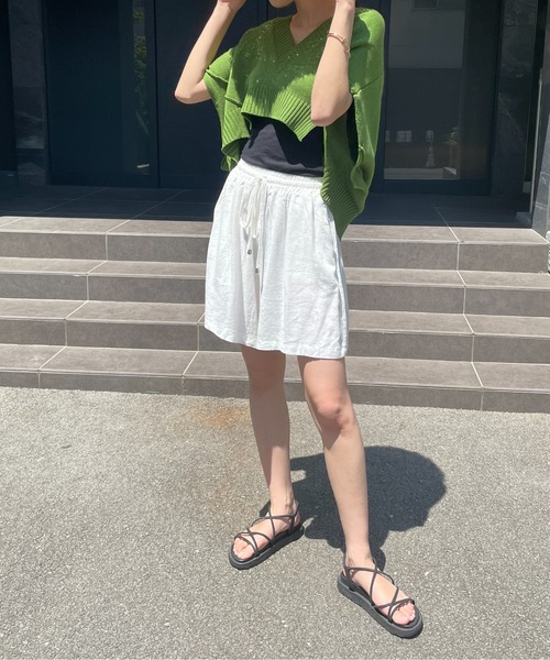 Meli rich(メリーリッチ)の「コットンリネンウエストギャザーハーフパンツ(その他パンツ・レディース・ホワイト/ブラック/ナチュラル/イエロー・FREE)」の18枚目の写真