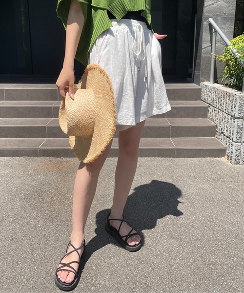 Meli rich(メリーリッチ)の「コットンリネンウエストギャザーハーフパンツ(その他パンツ・レディース・ホワイト/ブラック/ナチュラル/イエロー・FREE)」の19枚目の写真
