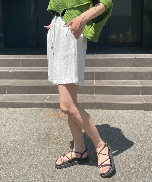 Meli rich(メリーリッチ)の「コットンリネンウエストギャザーハーフパンツ(その他パンツ・レディース・ホワイト/ブラック/ナチュラル/イエロー・FREE)」の21枚目の写真