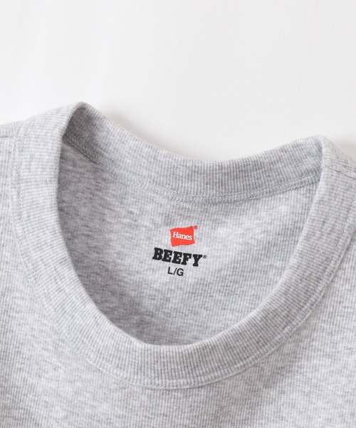 HANES（ヘインズ）の「【Hanes/ヘインズ】メンズ ビーフィー リブTシャツ（Tシャツ/カットソー・メンズ・ホワイト/ブラック/ネイビー/ヘザーグレー・SMALL/MEDIUM/LARGE/X-LARGE）」の8枚目の写真