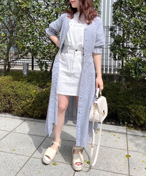 OLIVE des OLIVE（オリーブデオリーブ）の「クロップド丈肩開きＴシャツ（Tシャツ/カットソー・レディース・ライトグレー/オフホワイト/サックスブルー/スミクロ・FREE）」の9枚目の写真