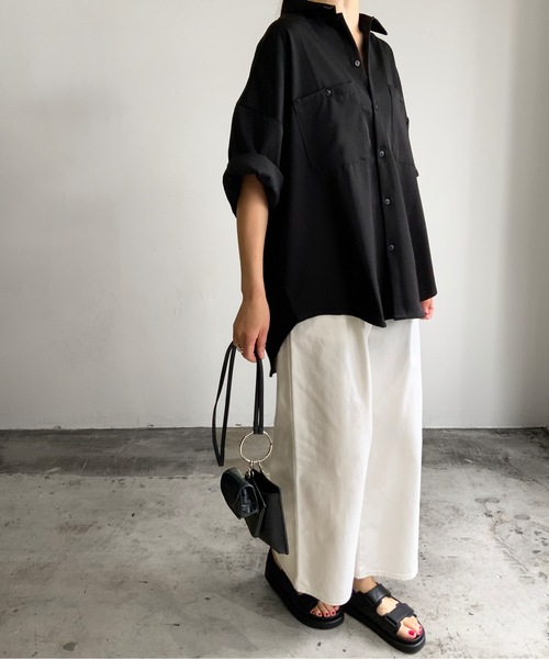 THE TWENTYSEVEN(ザ トゥエンティーセブン)の「The TWENTYSEVEN:PE TWILL WORK SHIRTS S/S ポリツイルワークシャツショートスリーブ(シャツ/ブラウス・レディース・ホワイト/ブラック/サックスブルー/グレイッシュベージュ・M/L/XL)」の16枚目の写真