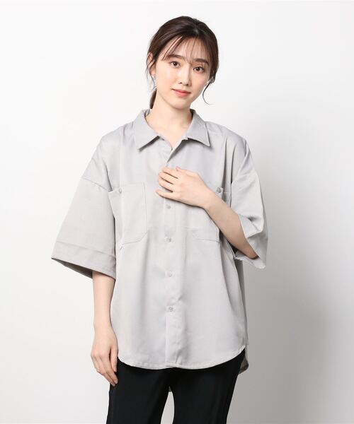 THE TWENTYSEVEN(ザ トゥエンティーセブン)の「The TWENTYSEVEN:PE TWILL WORK SHIRTS S/S ポリツイルワークシャツショートスリーブ(シャツ/ブラウス・レディース・ホワイト/ブラック/サックスブルー/グレイッシュベージュ・M/L/XL)」の9枚目の写真