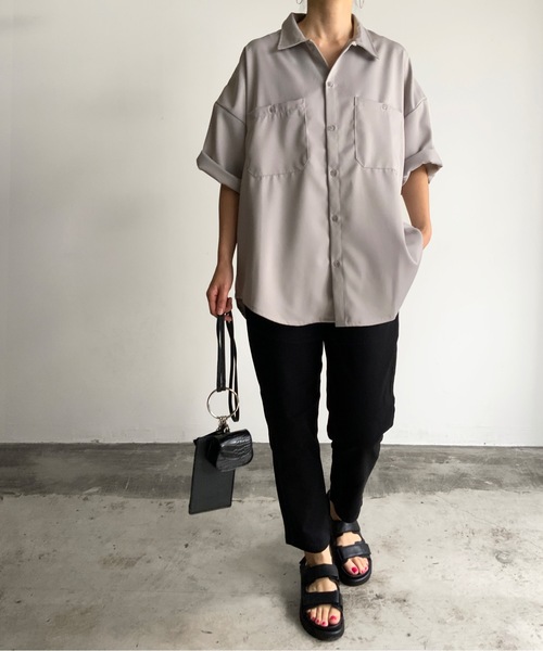 THE TWENTYSEVEN(ザ トゥエンティーセブン)の「The TWENTYSEVEN:PE TWILL WORK SHIRTS S/S ポリツイルワークシャツショートスリーブ(シャツ/ブラウス・レディース・ホワイト/ブラック/サックスブルー/グレイッシュベージュ・M/L/XL)」の15枚目の写真
