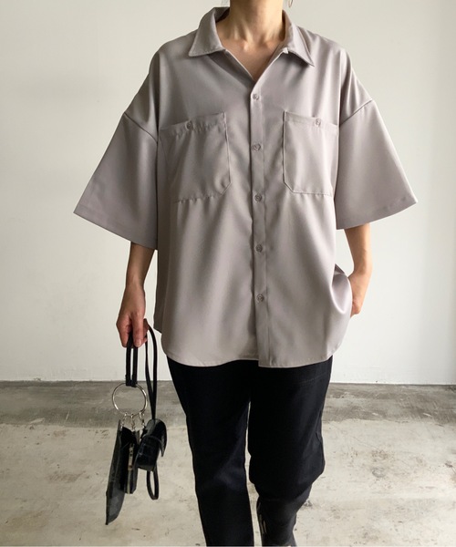 THE TWENTYSEVEN(ザ トゥエンティーセブン)の「The TWENTYSEVEN:PE TWILL WORK SHIRTS S/S ポリツイルワークシャツショートスリーブ(シャツ/ブラウス・レディース・ホワイト/ブラック/サックスブルー/グレイッシュベージュ・M/L/XL)」の14枚目の写真