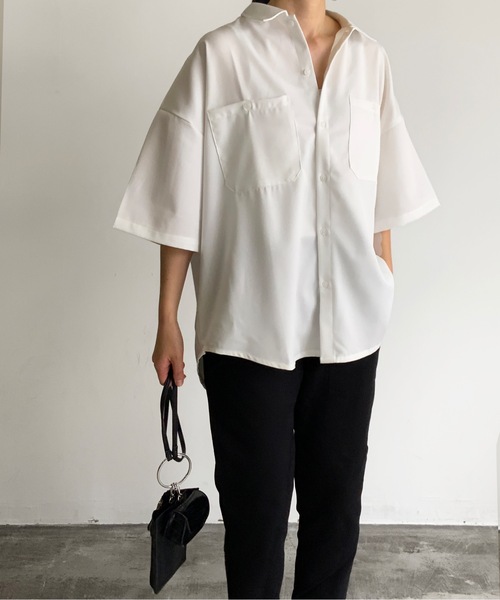 THE TWENTYSEVEN(ザ トゥエンティーセブン)の「The TWENTYSEVEN:PE TWILL WORK SHIRTS S/S ポリツイルワークシャツショートスリーブ(シャツ/ブラウス・レディース・ホワイト/ブラック/サックスブルー/グレイッシュベージュ・M/L/XL)」の19枚目の写真