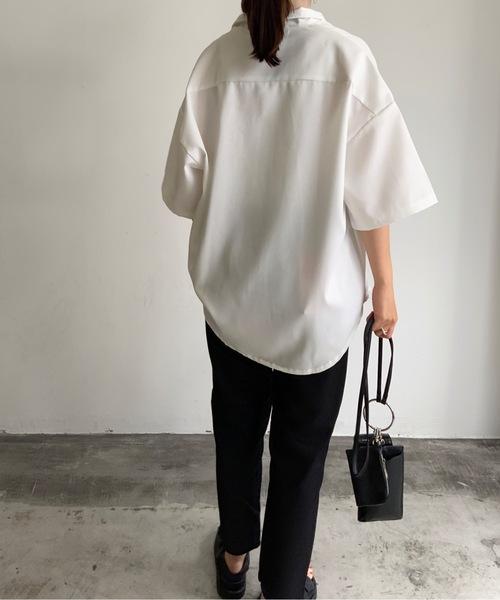 THE TWENTYSEVEN(ザ トゥエンティーセブン)の「The TWENTYSEVEN:PE TWILL WORK SHIRTS S/S ポリツイルワークシャツショートスリーブ(シャツ/ブラウス・レディース・ホワイト/ブラック/サックスブルー/グレイッシュベージュ・M/L/XL)」の18枚目の写真