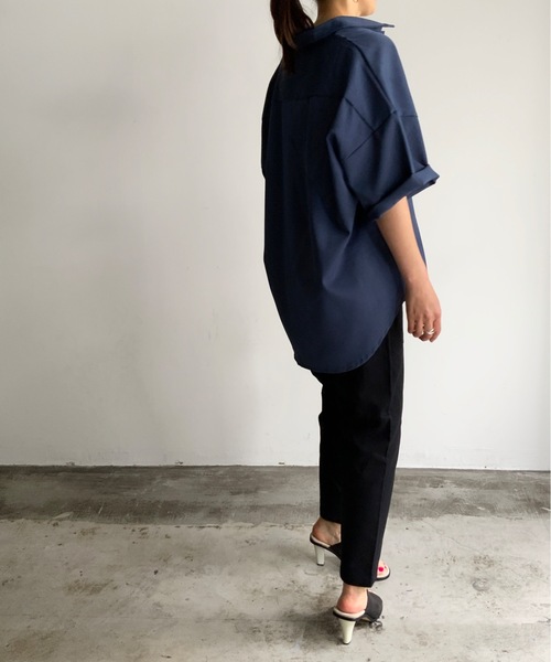 THE TWENTYSEVEN(ザ トゥエンティーセブン)の「The TWENTYSEVEN:PE TWILL WORK SHIRTS S/S ポリツイルワークシャツショートスリーブ(シャツ/ブラウス・レディース・ホワイト/ブラック/サックスブルー/グレイッシュベージュ・M/L/XL)」の12枚目の写真